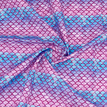 Fish Scale Pattern Polyester-Cotton Fabric, for DIY Bag Cloth Accessories, Magenta, 1482x1000x0.2mm