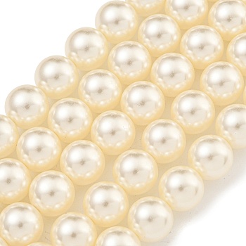Glass Pearl Beads Strands, Round, Bisque, 10mm, Hole: 0.6mm, about 43pcs/strand, 16.18''(41.1cm)
