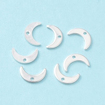 304 Stainless Steel Charms, Moon, Silver, 7x11x1mm, Hole: 1mm