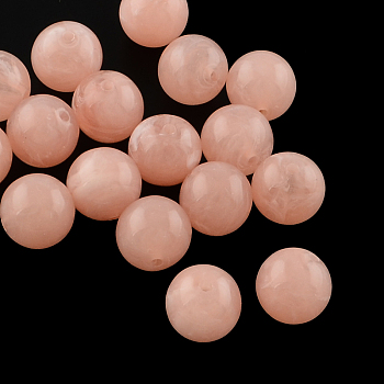 Round Imitation Gemstone Acrylic Beads, Light Coral, 6mm, Hole: 1.5mm, about 4100pcs/500g