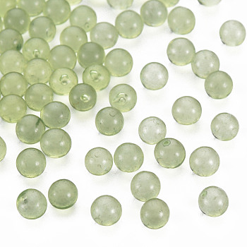 Transparent Acrylic Beads, No Hole, Round, Olive Drab, 3.5mm, about 17000pcs/500g