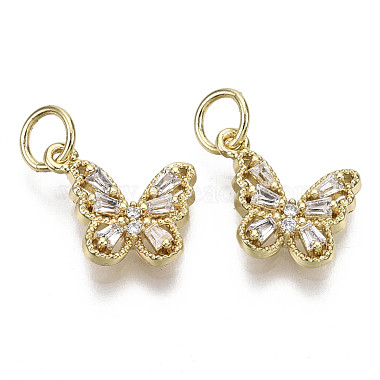 Real 16K Gold Plated Clear Butterfly Brass+Cubic Zirconia Charms