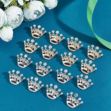 CHGCRAFT 16pcs 2 Colors Crystal Rhinestone Crown Brooches(JEWB-CA0001-10)-5