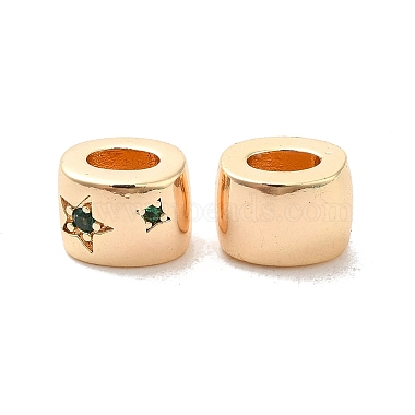 Green Oval Brass+Cubic Zirconia Beads