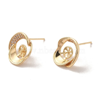 Golden Clear Ring Brass+Cubic Zirconia Stud Earring Findings
