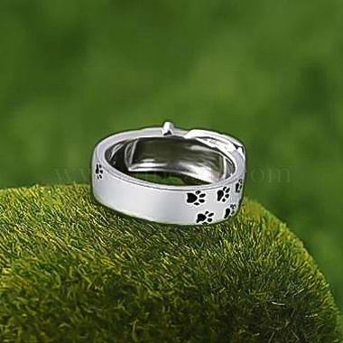 bague en émail à motif empreinte de patte de chien(ANIM-PW0001-058B)-4