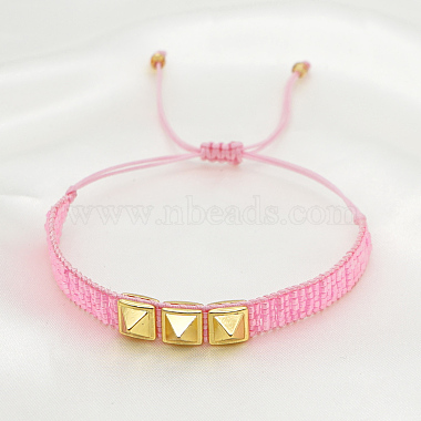 Bracelet en perles de verre tressées(BJEW-A121-24D)-2