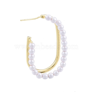 ABS Plastic Imitation Pearl Oval Stud Earrings(EJEW-P205-03G)-4