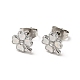 Enamel Clover with Crystal Rhinestone Stud Earrings with 316 Surgical Stainless Steel Pins(EJEW-A081-12P-03)-1