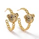 Bear Brass Micro Pave Clear Cubic Zirconia Ear Studs for Her(KK-K258-28G-RS)-1