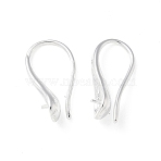 Brass Earring Hooks, for Half Drilled Beads, Nickel Free, Silver, 16x7.5x4.5mm, Pin: 2.5x0.8mm(KK-A236-16S)