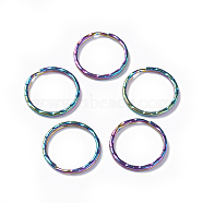 Ion Plating(IP) 304 Stainless Steel Split Key Rings, Keychain Clasp Findings, Textured, Rainbow Color, 25x3mm(STAS-L216-12)