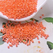 MIYUKI Delica Beads Small, Cylinder, Japanese Seed Beads, 15/0, (DBS0161) Opaque Orange AB, 1.1x1.3mm, Hole: 0.7mm, about 175000pcs/bag, 50g/bag(SEED-X0054-DBS0161)