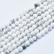 Natural Howlite Beads Strands, Round, 4mm, Hole: 1mm, about 86pcs/strand, 15 inch(38cm)(G-P353-01-4mm)