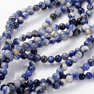 Natural Sodalite Beads Strands, Round, 4mm, Hole: 0.8mm, about 89pcs/strands, 15 inch(X-GSR4mmC013)