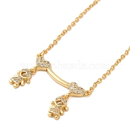 Brass Micro Pave Clear Cubic Zirconia Girls and boys Pendant Necklaces for Valentine's Day, Real 18K Gold Plated, 18.50 inch(47cm)(NJEW-K381-01A-G)