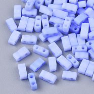 2-Hole Baking Paint Glass Seed Beads, Rectangle, Cornflower Blue, 4.5~5.5x2x2~2.5mm, Hole: 0.5~0.8mm(SEED-S023-17B-30)
