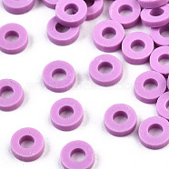 Handmade Polymer Clay Beads, Disc/Flat Round, Heishi Beads, Violet, 8x0.5~1mm, Hole: 2mm, about 13000pcs/1000g(CLAY-R067-8.0mm-B01)