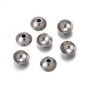 201 Stainless Steel Bead Caps, Apetalous, Stainless Steel Color, 5x2mm, Hole: 1.2mm(STAS-O107-22P)