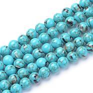 Assembled Synthetic Turquoise and Shell Beads Strands, Dyed, Round, Light Sky Blue, 8mm, Hole: 1mm, about 50pcs/strand, 15.7 inch(G-S212-8mm-03)