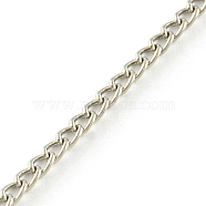 Unwelded Iron Twisted Chains, Curb Chains, with Spool, Platinum, 3.3x2.1x0.6mm, about 328.08 Feet(100m)/roll(CH-R078-09P)