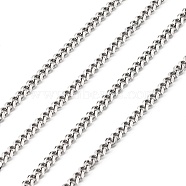 304 Stainless Steel Twist Chains, Faceted, Unwelded, Stainless Steel Color, 3x1.2mm(CHS-K001-21-3mm)
