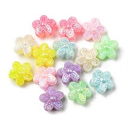 Acrylic Beads, AB Color Plated, Flower, Mixed Color, 10.5x10.5x6mm, Hole: 1.4mm, 2272/500g(OACR-K001-07)