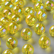 Transparent Acrylic Beads, AB Color Plated, Round, Yellow, 16x15mm, Hole: 2.8mm, about 220pcs/500g(MACR-S370-B16mm-717)