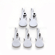 304 Stainless Steel Charms, Laser Cut, Guitar, Stainless Steel Color, 15x6x1mm, Hole: 0.8~1.2mm(STAS-N092-45)