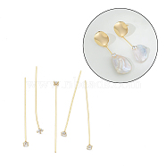 Brass Micro Pave Clear Cubic Zirconia Eye Pins, Real 14K Gold Plated, 3x3x42.5mm(KK-M306-09G-02)