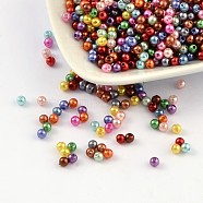 Imitation Pearl Acrylic Beads, Dyed, Round, Mixed Color, 4x3.5mm, Hole: 1mm, about 18100pcs/pound(PL607)