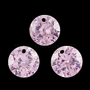 Cubic Zirconia Charms, Faceted, Flat Round, Pearl Pink, 8x4.5mm, Hole: 1mm(X-ZIRC-N033-A-08)