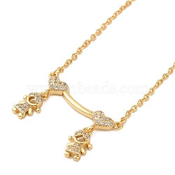 Brass Micro Pave Clear Cubic Zirconia Girls and boys Pendant Necklaces for Valentine's Day, Real 18K Gold Plated, 18.50 inch(47cm)(NJEW-K381-01A-G)