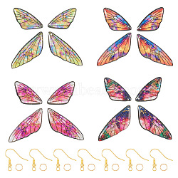 DIY Butterfly Earring Making Kit, Including Resin Pendants, Brass Jump Rings & Earring Hooks, Mixed Color, 56Pcs/box(DIY-TA0005-06)