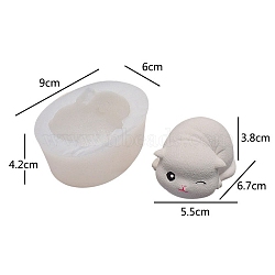 3D Cartoon Cat DIY Food Grade Silicone Molds, Fondant Molds, Resin Casting Molds, for Chocolate, Candy, UV Resin & Epoxy Resin Craft Making, White, 90x60x42mm, Inner Diameter: 55x67x38mm(PW-WG69102-04)