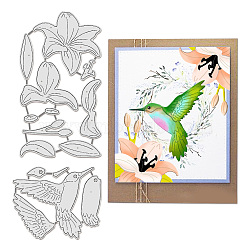 Hummingbird Carbon Steel Cutting Dies Stencils, for DIY Scrapbooking, Photo Album, Decorative Embossing Paper Card, Stainless Steel Color, 70~141x79~86x0.8mm, 2pcs/set(DIY-WH0309-1364)