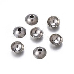 Tarnish Resistant 201 Stainless Steel Bead Caps, Apetalous, Stainless Steel Color, 5x2mm, Hole: 1.2mm(STAS-O107-22P)