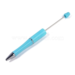 Beadable Pen, Plastic Ball-Point Pen, for DIY Personalized Pen with Jewelry Beads, Deep Sky Blue, 145~148x11.4mm(MAK-A018-06D)