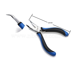 High-Carbon Steel Jewelry Pliers, Bent Nose Plier, Blue, 130mm(PW-WG35845-04)