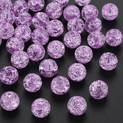 Transparent Crackle Acrylic Beads, Round, Violet, 10x9mm, Hole: 2mm, about 940pcs/500g.(MACR-S373-66C-N06)