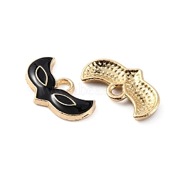 Alloy Enamel Pendants, Light Gold, Fox Mask Charm, Black, 10x17x2mm, Hole: 2mm(ENAM-TAC0002-33F)