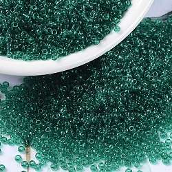 MIYUKI Round Rocailles Beads, Japanese Seed Beads, (RR147) Transparent Emerald, 15/0, 1.5mm, Hole: 0.7mm, about 27777pcs/50g(SEED-X0056-RR0147)