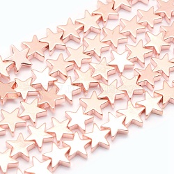 Electroplate Non-magnetic Synthetic Hematite Beads Strands, Grade AA, Long-Lasting Plated, Star, Rose Gold Plated, 8x8x2.5mm, Hole: 1mm, about 65pcs/strand, 15.7 inch(40cm)(G-L485-15C-RG)