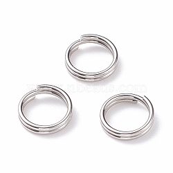 304 Stainless Steel Split Rings, Double Loops Jump Rings, Stainless Steel Color, 8x1.5mm, Inner Diameter: 6.5mm, Single Wire: 0.75mm(STAS-K155-07P)