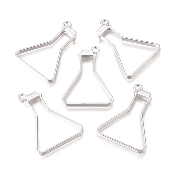 Alloy Open Back Bezel Pendants, For DIY Epoxy Resin, Pressed Flower Jewelry, Drift Bottle, Platinum, 41.5x30.5x3.5mm, Hole: 2.5mm