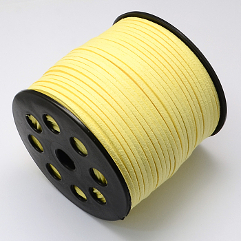 Eco-Friendly Faux Suede Cord, Faux Suede Lace, Champagne Yellow, 3.0x1.4mm, about 98.42 yards(90m)/roll