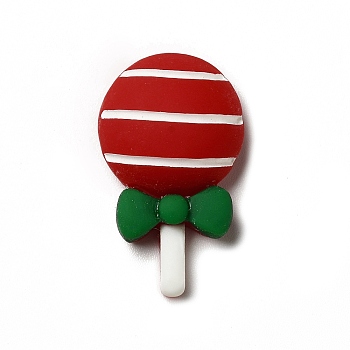 Christmas Theme Opaque Resin Cabochons, Lollipop Pattern, 27x16x8mm