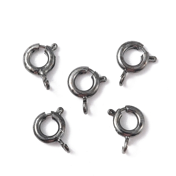20Pcs Brass Spring Ring Clasps, for Jewelry Making, Gunmetal, 9 Gauge, 9x7x3mm, Hole: 1.5mm