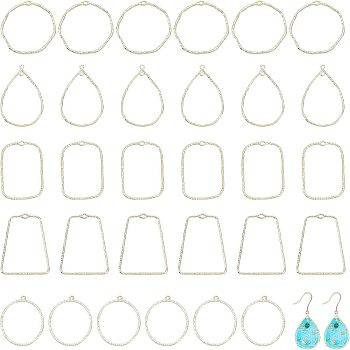 30Pcs 5 Styles Alloy Open Back Bezel Pendants, For DIY UV Resin, Epoxy Resin, Pressed Flower Jewelry, Cadmium Free & Lead Free, Ring & Trapezoid & Teardrop & Rectangle & Irregular, Light Gold, 39.5~50x32~42.5x1.7~2mm, Hole: 1.5~1.6mm, 6pcs/style