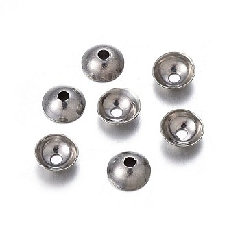 201 Stainless Steel Bead Caps, Apetalous, Stainless Steel Color, 5x2mm, Hole: 1.2mm